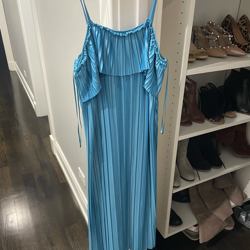 Satin dress, turquoise